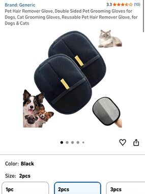 Amazon Gray Pet Hair Remover Pad - Reusable Dual-Texture 2 pack